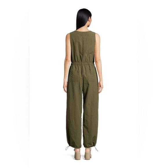Madden NYC Juniors Olive Parachute Pants Sleeveless Jumpsuit Size Large 6 0453 - Picture 8 of 16